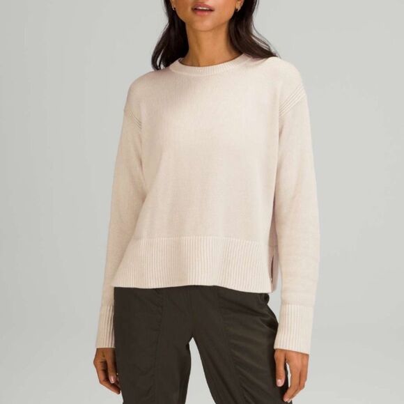 Lululemon Cashlu Boxy Crewneck Sweater Size M/L  Natural - Picture 1 of 11
